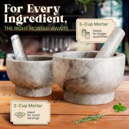 ChefSofi Mortar and Pestle Set (Gray, 2-Cups)