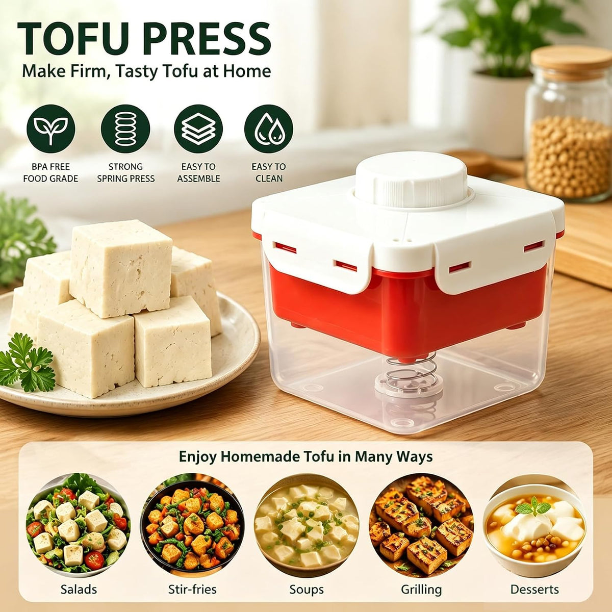 Tofu Press Powerful Adjustable Extra Firm Tofu