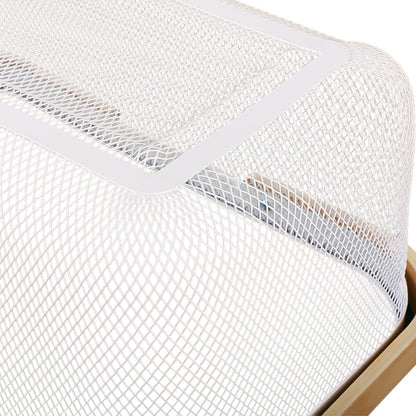 Portable Mesh Harvest Basket - Natural Bamboo Handle Foldable Organizer for Kitchen, Garden & Picnic | Ventilated Storage Bin with Rust-Proof Wire, Space-Saving Farmhouse Decor (Pink)