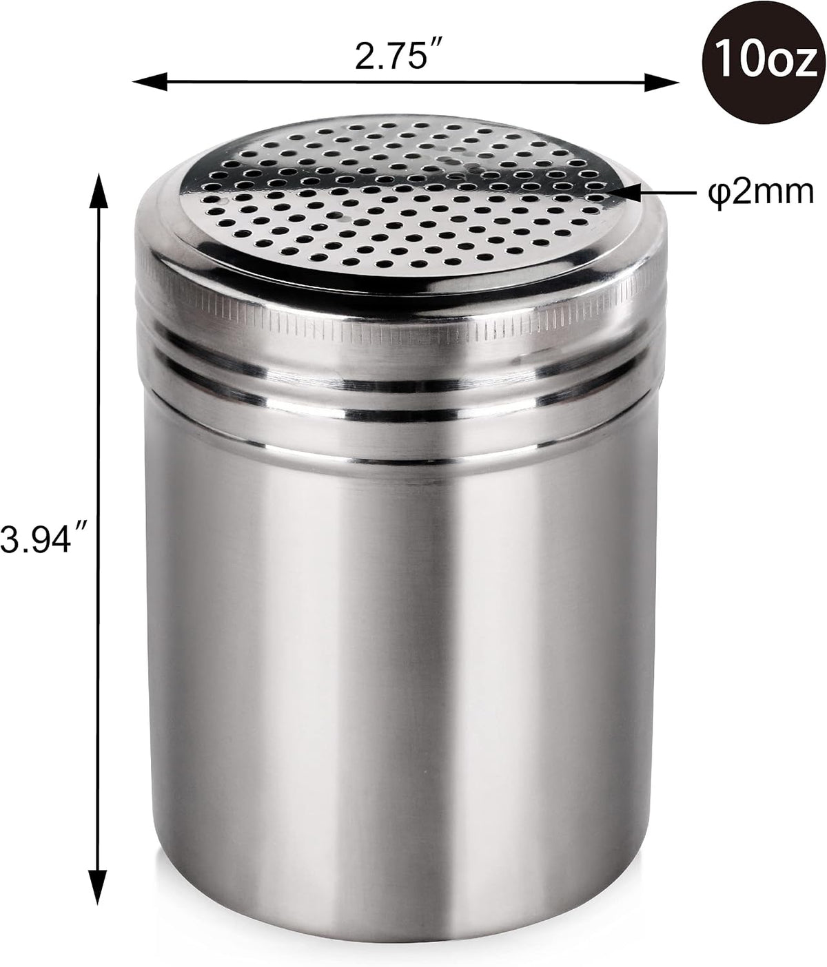 New Star Foodservice Stainless Steel Dredge Shaker, 10-Ounce, Set of 2