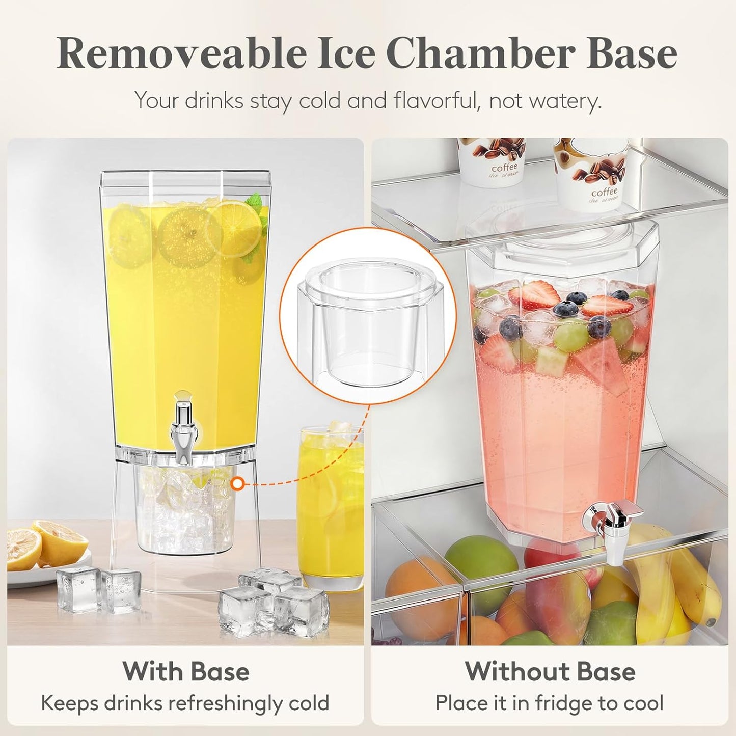 Lifewit 1.6 Gallon Drink Dispenser for Parties 2 Pcs, 6L Plastic Beverage Container with Stand for Juice/Tea/Soda & Lemonade, Clear Water Pitcher with Spigot for Mimosa Bar Hosting 39 x 16 cm/15x6"