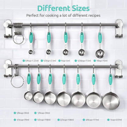 U-Taste 12 Piece Measuring Cups and Spoons Set in 18/8 Stainless Steel : 7 Measuring Cups & 5 Measuring Spoons