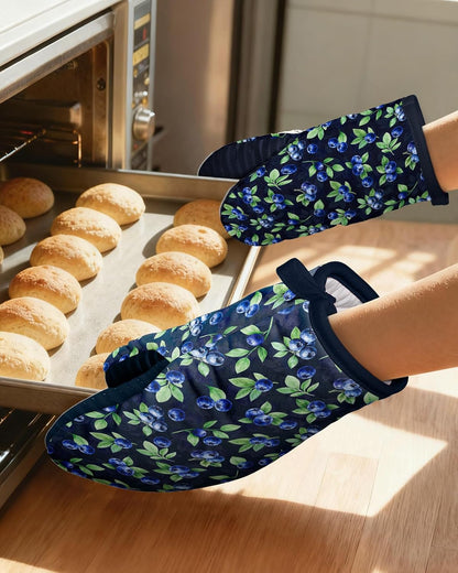 100% Thick Cotton Mini Oven Mitts Silicone Grip Lemon & Birds