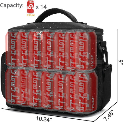 FlowFly Insulated Reusable Lunch Bag Adult Large Lunch Box for Women and Men with Adjustable Shoulder Strap,Front Zipper Pocket and Dual Large Mesh Side Pockets,Cherry - Colors B
