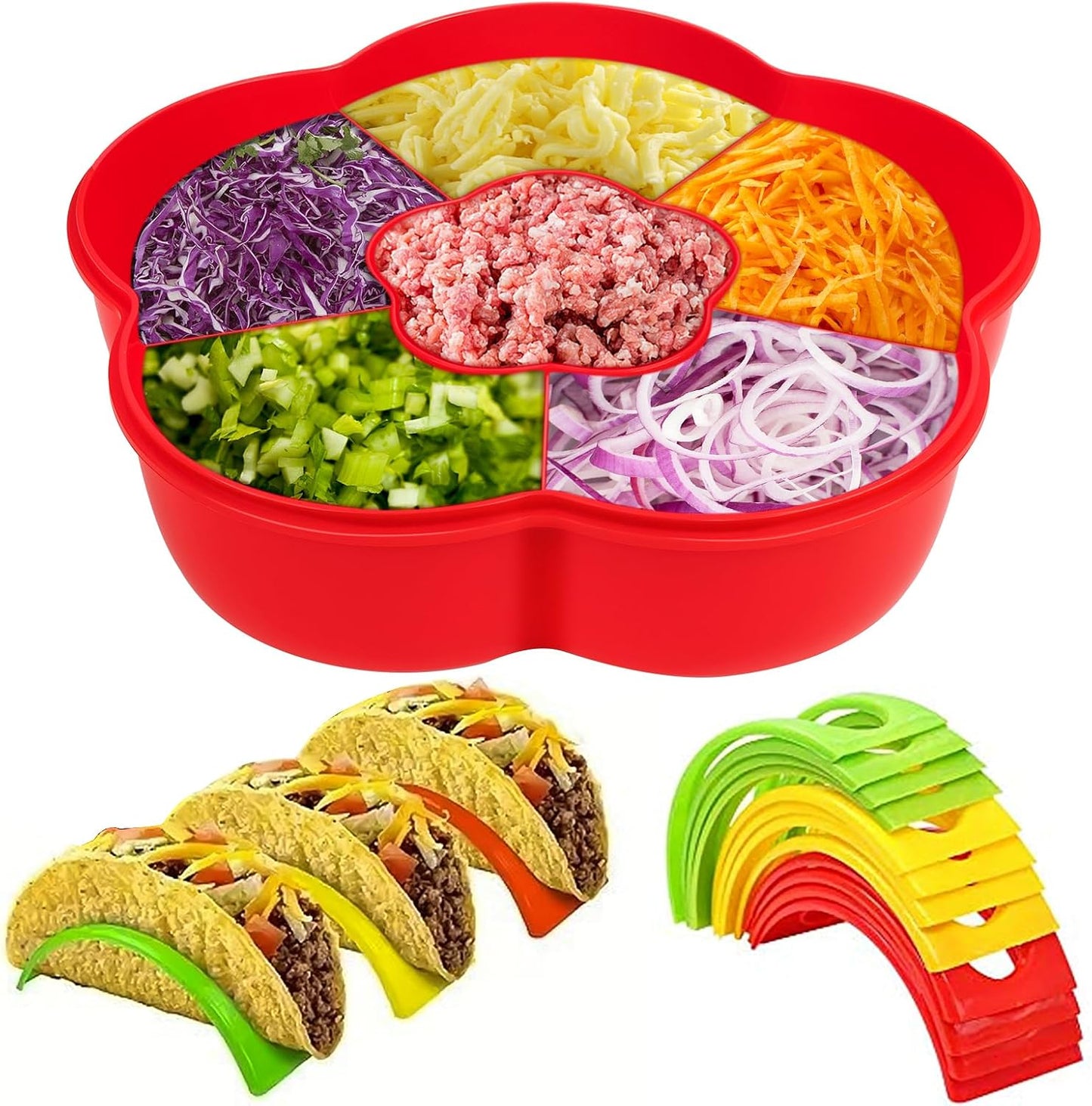 Taco Bar Serving Set for a Party with 12pcs Tortilla Holders Taco Tuesday Lazy Susan Tray Housewarming Set