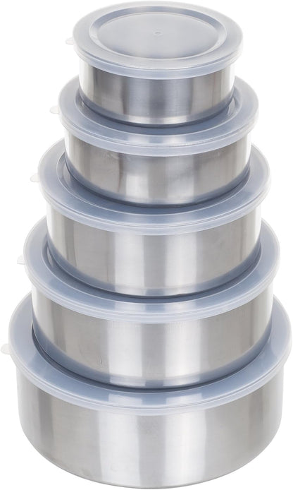 Stainless-Steel Bowls with Lids - 5-Piece Nesting Mixing Bowls Set for Prepping, Serving, and Storing - Kitchen Essentials for New Home