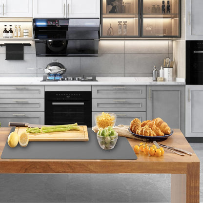 Ewen 25.6x17.7in Large Silicone Kitchen Counter Mat, 2mm Thick Heat Resistant Countertop Protector, Baking Silicone Mat under Air Fryer Toaster Oven Microwave Coffee Maker Cutting Board Drill Black