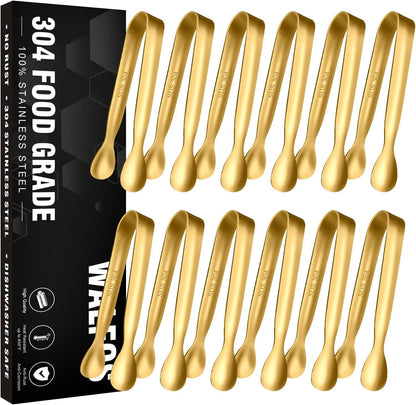 Walfos Kitchen Tongs for Cooking, 600℉ Heat Resistant Stainless Steel Tongs, All Metal Heavy Duty Tongs For Food ,BBQ Grilling - 7 ，9 and 12 Inch ,Set of 3