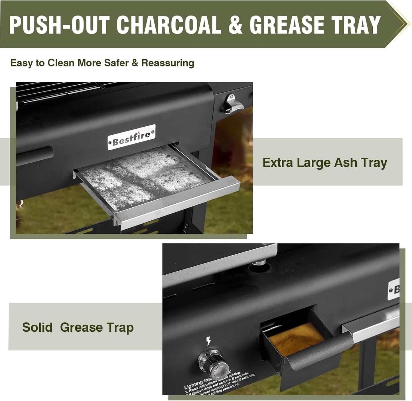 Propane Gas Griddle Charcoal Grill Combo Flat Top Griddle W/Dual Lids & 2 Side Shelves Dual Fuel BBQ Grill for Outdoor Barbecue