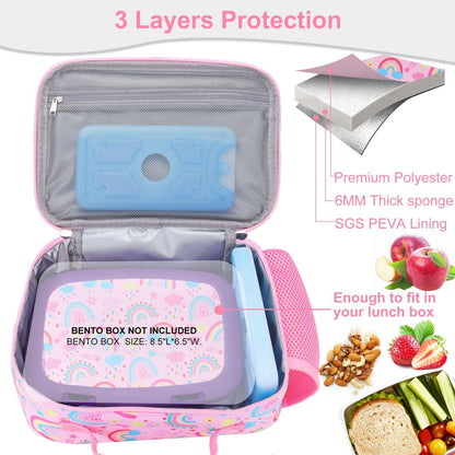 RHCPFOVR Kids Lunch Bag - Insulated Lunch Box for Boys Girls,Washable Lunch Bag and Reusable Toddler Leak-proof Lunchbox for School and Daycare - Colors B