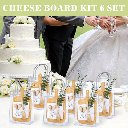 4 Set Baby Shower Game Prizes for Game Winners Adults, Bamboo Mini Charcuterie Boards with Spoon Fork Towel & Gift Bags, Bridal Shower Prizes Gifts for Guests - All-in-One Adult Party Favors