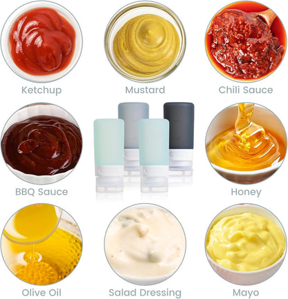 MICEBAY 2 oz Condiment Squeeze Bottles, Leakproof Salad Dressing Container