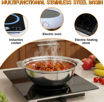7Pcs Stainless Steel Colander Set, Rice Strainer with Mixing Bowl, 3/4/5QT Large Capacity Microporous Colander with Handle, Mesh Strainer for Washing and Draining Vegetables, Fruit, Dishwasher Safe