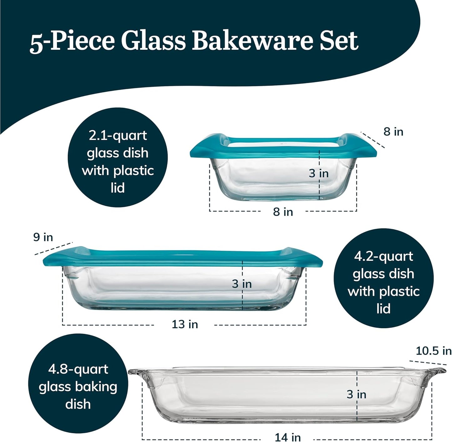 Libbey Baker’s Premium 2 Piece Glass Pie Plate, Stackable, Space Saving Casserole Dish Set with Lids, Glass Baking Dish Set for Fruit Pies, Quiches