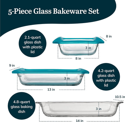 Libbey Baker’s Premium 2 Piece Glass Pie Plate, Stackable, Space Saving Casserole Dish Set with Lids, Glass Baking Dish Set for Fruit Pies, Quiches