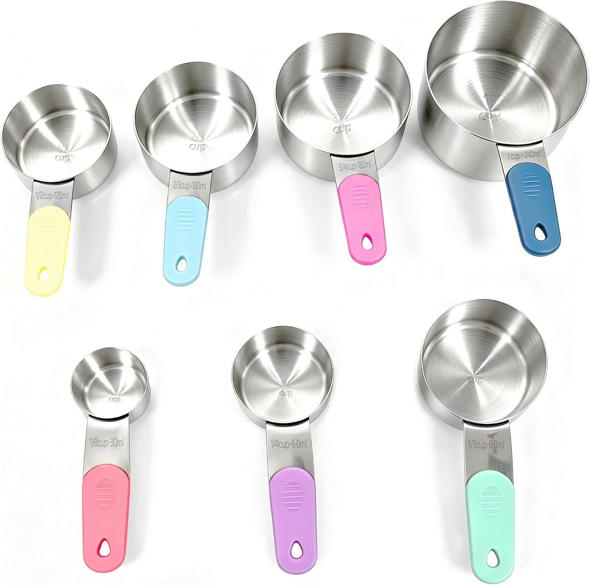 Magnetic Handles Stainless Steel Measuring Cups, Black, Kitchen Gadgets for Measure Liquid and Dry Ingredients, Cooking & Baking