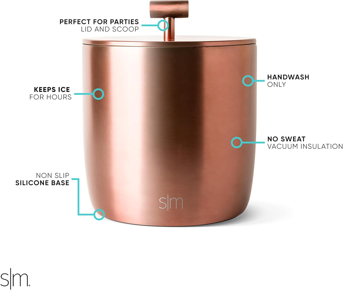 Simple Modern Vacuum Insulated Ice Bucket with Lid and Scoop | For Cocktail, Champagne, Wine, Beer, & Hosting | Stainless Steel 100oz Capacity for Large Parties | Rocks Collection | Winter White
