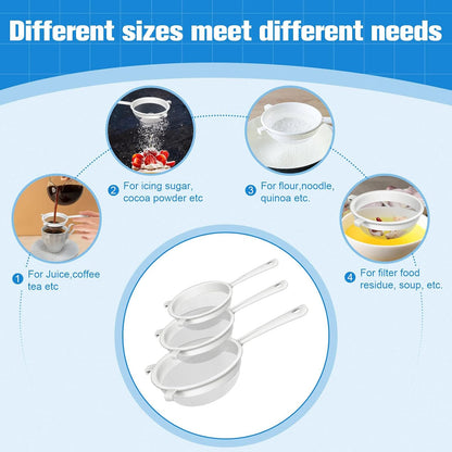 Fine Mesh Strainer Set, Plastic Nylon Sieve Colander for Kefir