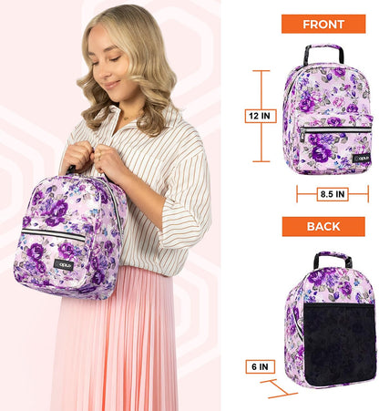 opux Lunch Box for Girls Boys Kids, Insulated Leakproof Lunch Bag, Reusable Teen Lunch Boxes for School, Medium Large lunchbox for Women Men Adult for Work with Front Back Pocket (Purple)
