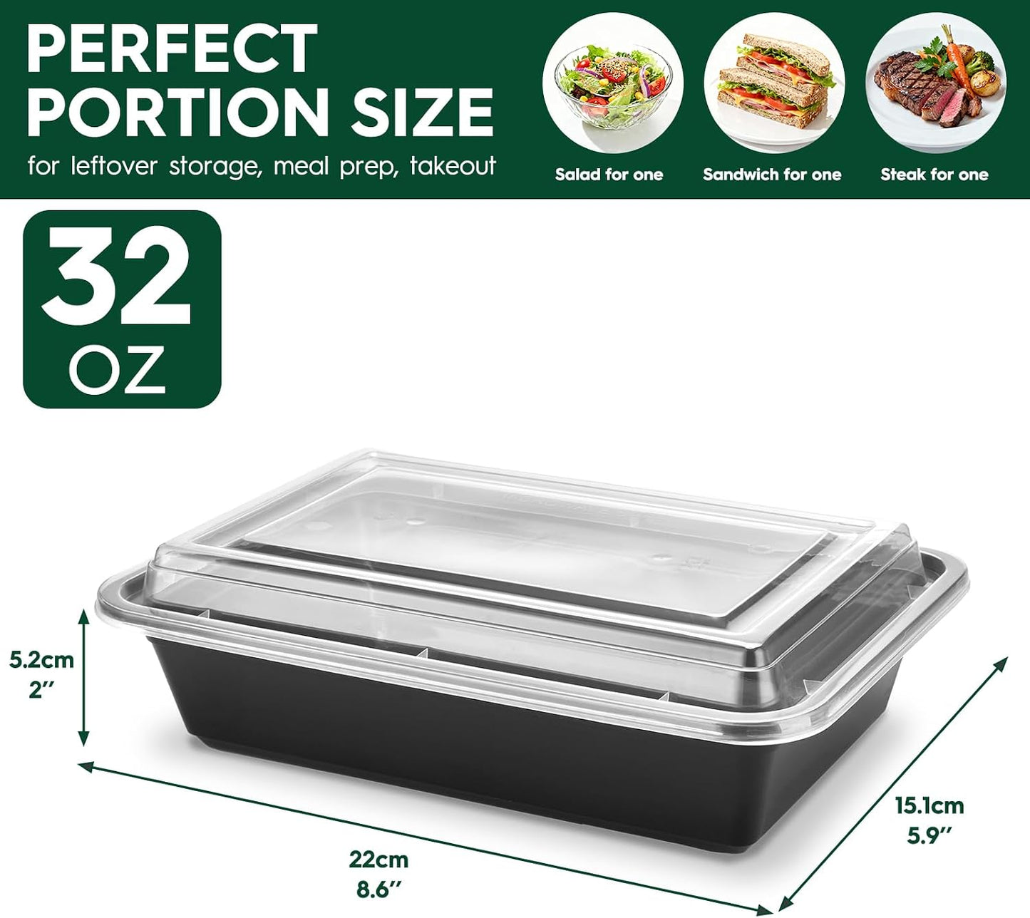 Glotoch 28oz Meal Prep Containers, 10 Pack (20-Piece) Reusable Food Storage Containers with Lids Microwave, Freezer, Dishwasher Safe - Leakproof & BPA Free Durable Plastic Lunch Box To Go Take Out