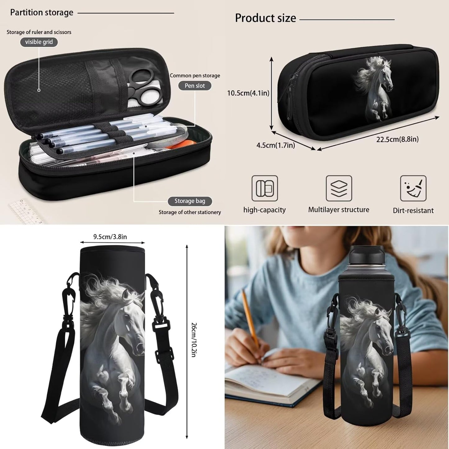Highland Cow Backpack with Lunch Box Set for Kids Sunflower School Backpack for Girls Boys Back to School Bag Student Travel Backpacks Reusable Utensils Pen Case Water Bottle Bag 5PCS