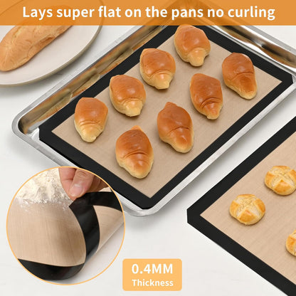 Luckyiren 2 Pack Silicone Baking Mat Set, Nonstick Half Sheet, Orange/Beige