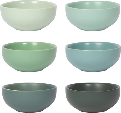 Now Designs Canyon Ceramic Pinch Bowl Set, Soy Sauce Dish, Set of 6, 2 oz