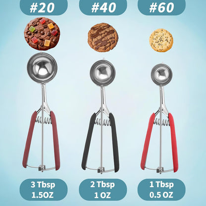 Large Cookie Scoop 3 Tablespoon, Size #20 Dough Scoops for Baking, Trigger Ice Cream Scooper, Stainless Steel Portion Scoop for Jumbo Cookies, Pancakes, Cupcakes, Meatballs