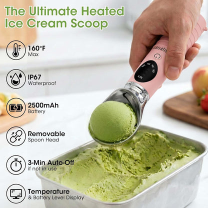 Heated Ice Cream Scoop with Removable Head – Dishwasher Safe