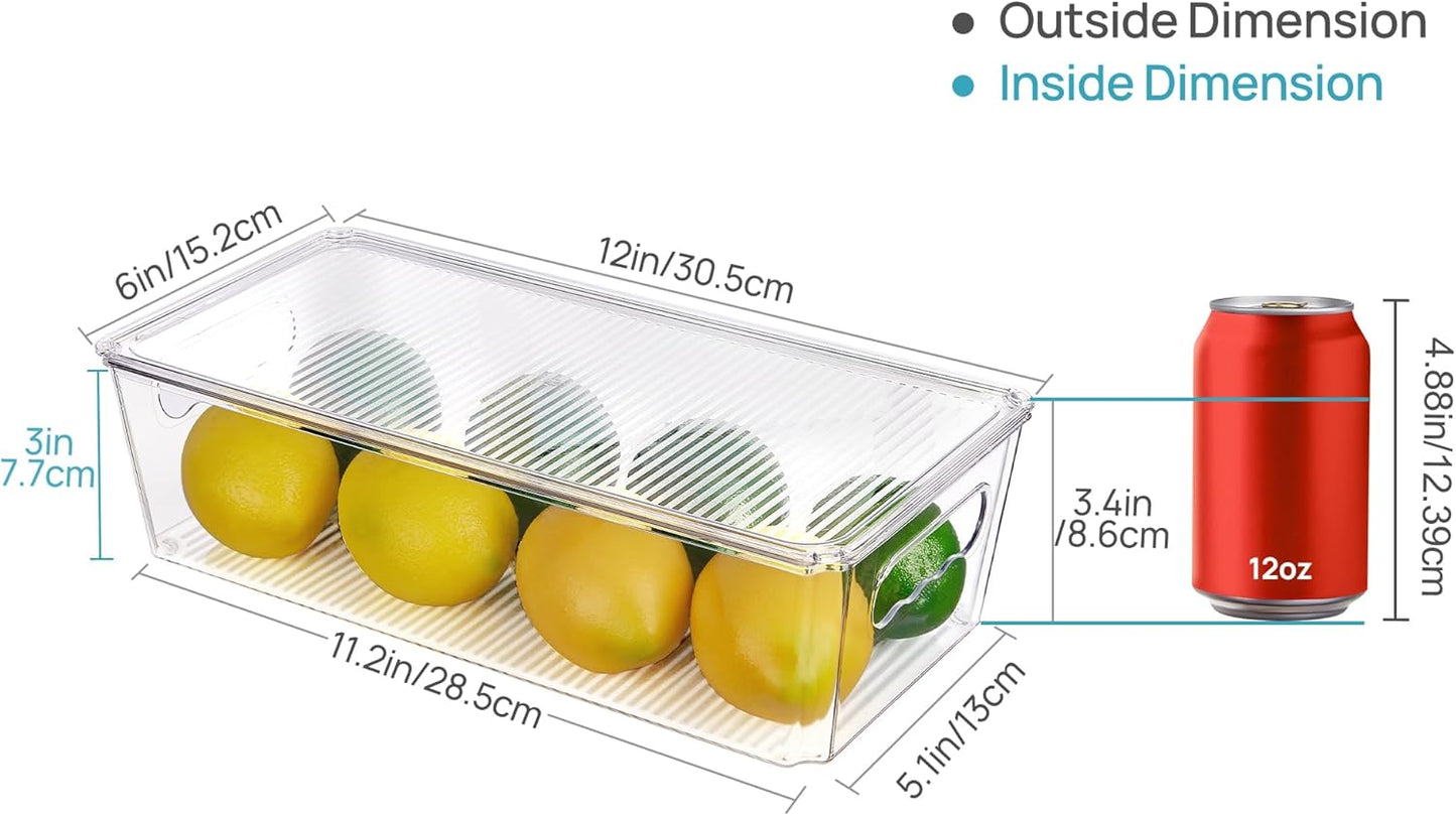 Vtopmart 8pcs Clear Organizers and Storage Bins with Lids, Stackable Plastic Storage Containers with Handles for Fridge, Freezer, Pantry, Cabinet, Kitchen Organization