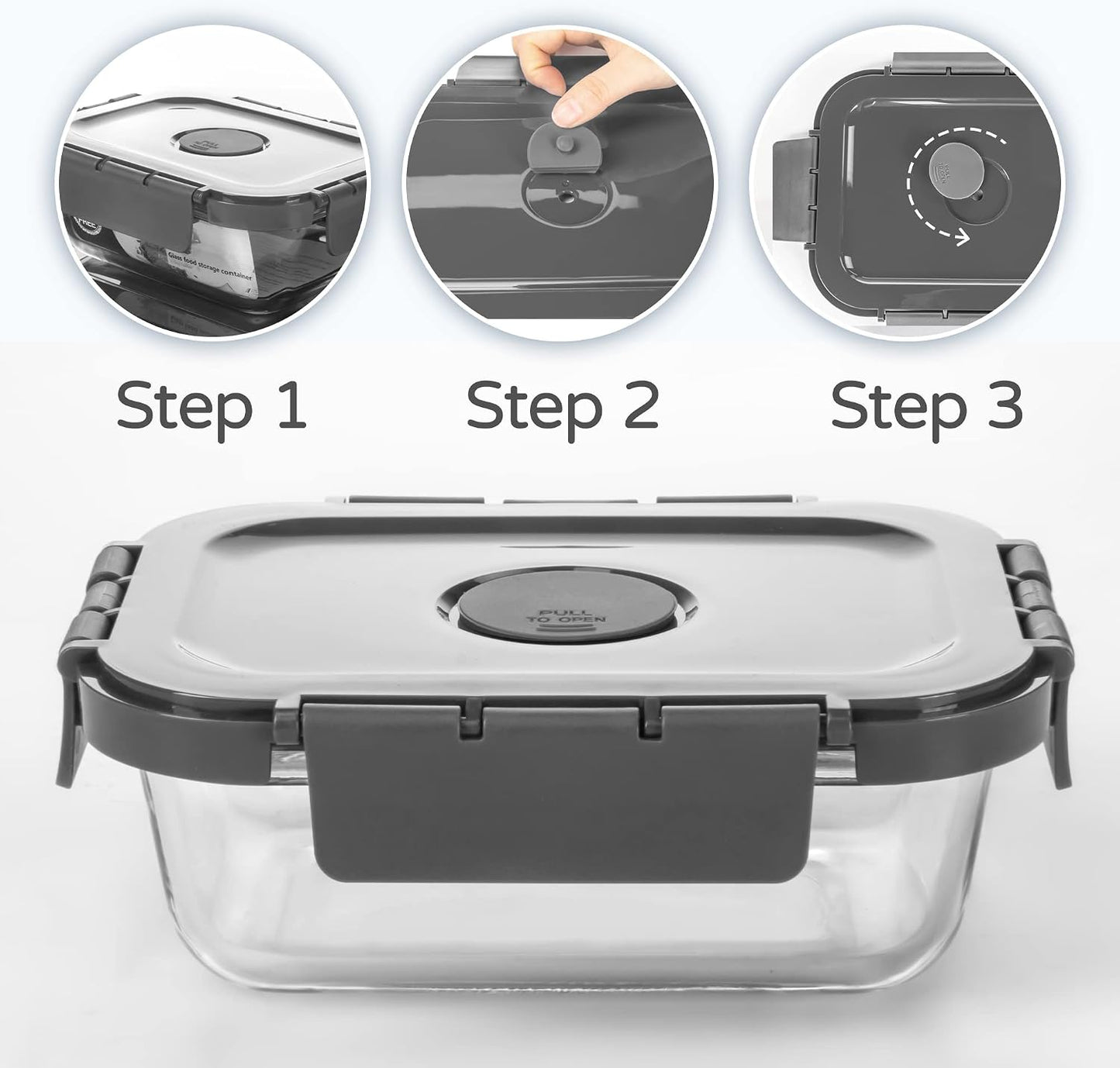 Glass Food Storage Containers 10 Pack, Meal Prep Containers with Snap Locking Lids Airtight Built in Air Vents, Glass Lunch Containers, Microwave/Dishwasher Safe, Navy Blue