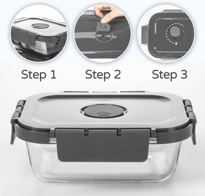 Glass Food Storage Containers 10 Pack, Meal Prep Containers with Snap Locking Lids Airtight Built in Air Vents, Glass Lunch Containers, Microwave/Dishwasher Safe, Navy Blue
