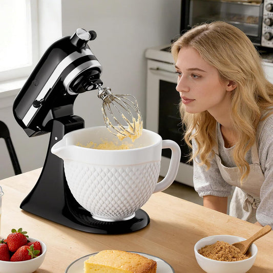 HOZODO Ceramic Mixer Bowl for KitchenAid Tilt-Head Stand Mixers, 5-Qt