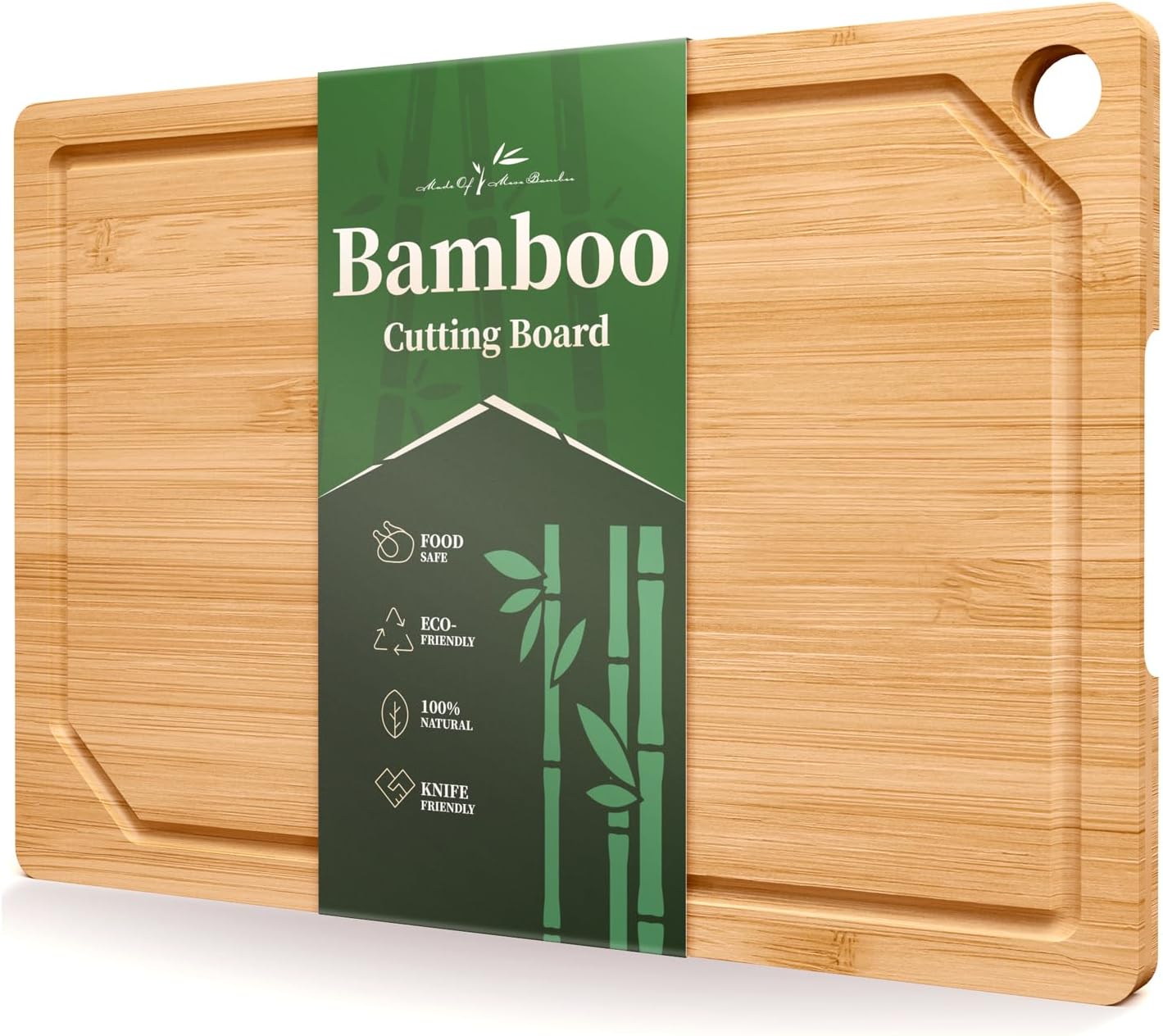 Kitsure Bamboo Cutting Board Set - Multi-Sizes Wooden Cutting Boards for Kitchen, Convenient Kitchen Essentials with Deep Juice Grooves, Cutting Board for Chopping & Serving, 2 Pack, Natural