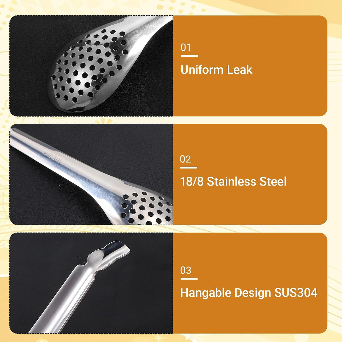 Jeffdad 2Pcs Spherification Spoon, Stainless Steel Small Slotted Spoons