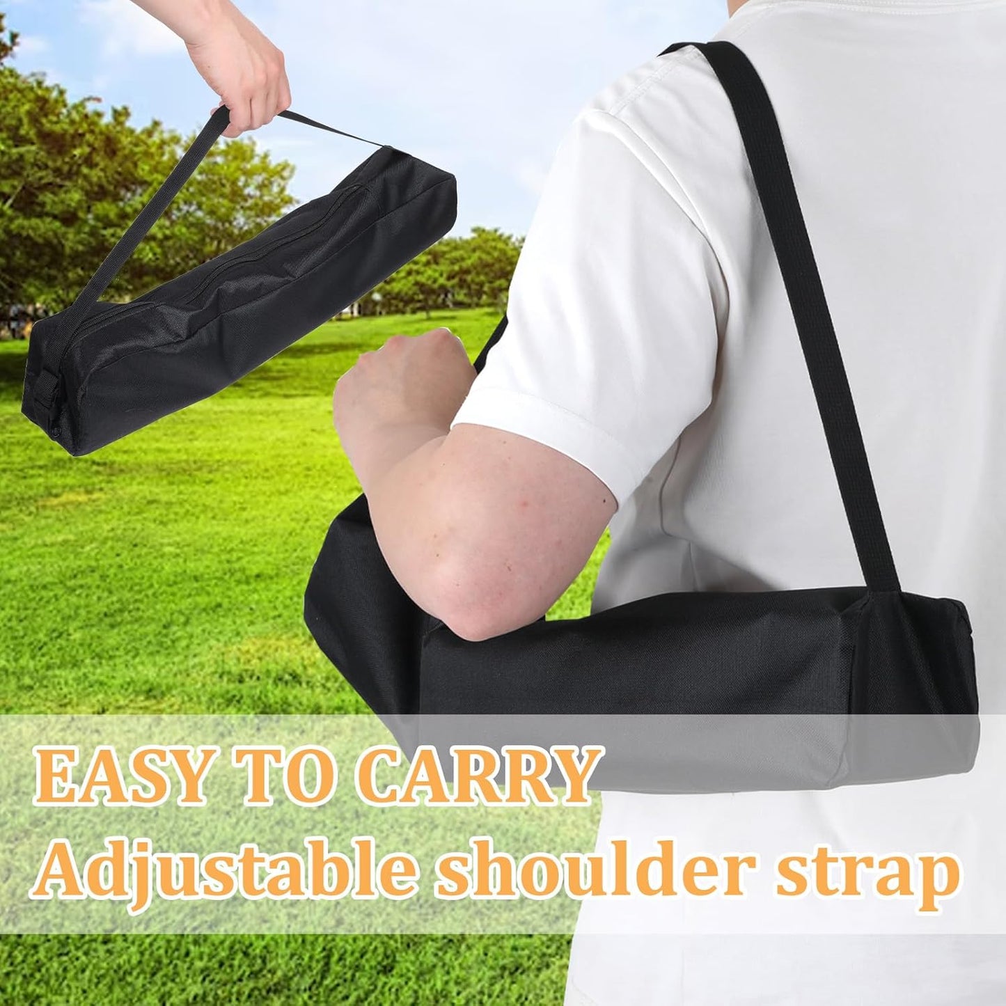 Larrel Grill Utensil Storage Bag, Sturdy Grill Tool Bag with Handle 22.44 x 3.94in/57 x 10cm Portable Black BBQ Utensil Storage for Camping and Hiking BBQ