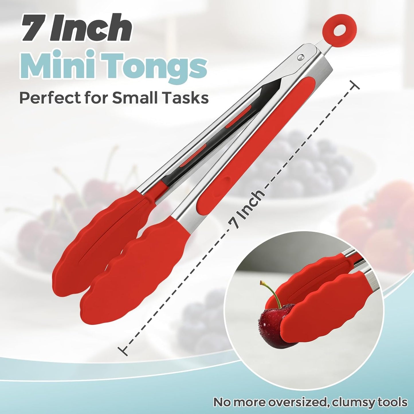 Kitchen Tongs, Stainless Steel Cooking Tongs with Silicone Tips, 600ºF High Heat-Resistant Non Scratch Locking Tongs for Cooking BBQ Grilling Air Fryer Pans, Set of 3 (7" 9" and 12") Black