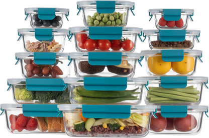 GENICOOK Glass Food Storage Containers With Glass Lids Bento Box Set Lunch Box Eco Friendly Meal Prep Containers Airtight – Plastic Free, Silicon Sleeve Bpa Free 4.4cup/ 5 * 1050ml
