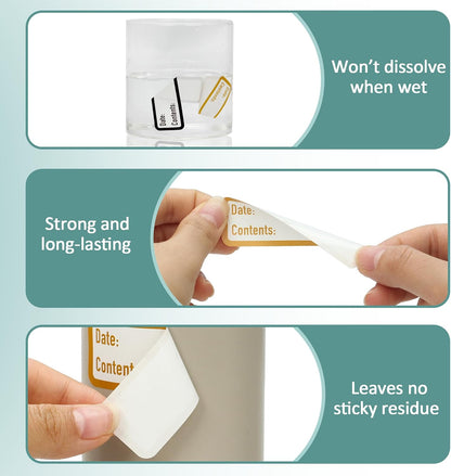 500 Pcs 1×3 Inch Removable Freezer Labels, Waterproof, Oil & Tear Resistant, No Residue Writable Stickers for Food Containers, Jars, Pantry and Meal Prep (Boho-Date)