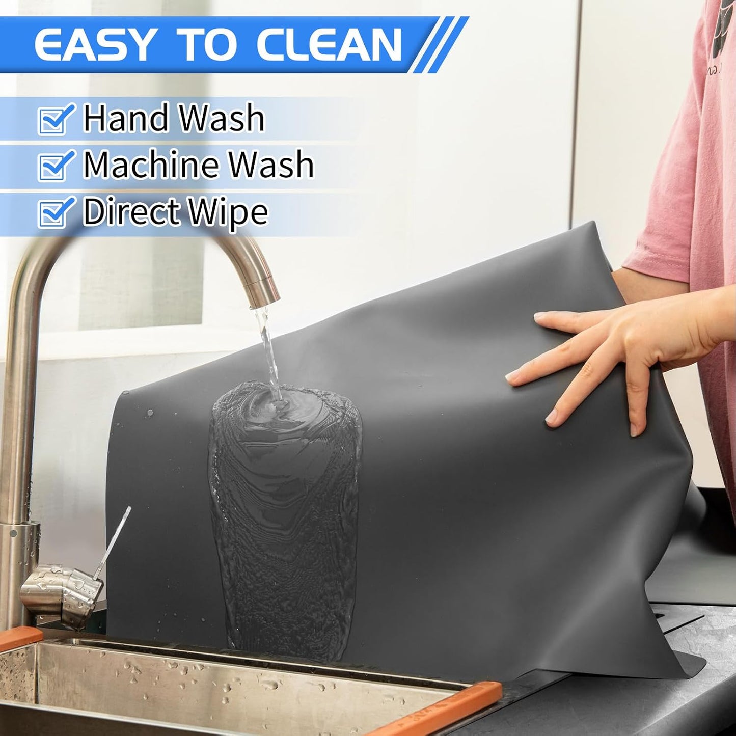 Warome Silicone Mat,78.7”x 23.6” Heat Resistant Mats for Countertop,Extra Large Countertop Protector Mat, Multi-functional Cuttable Kitchen Counter Mat, Silicone Mats for Kitchen Counter/Crafts- Grey