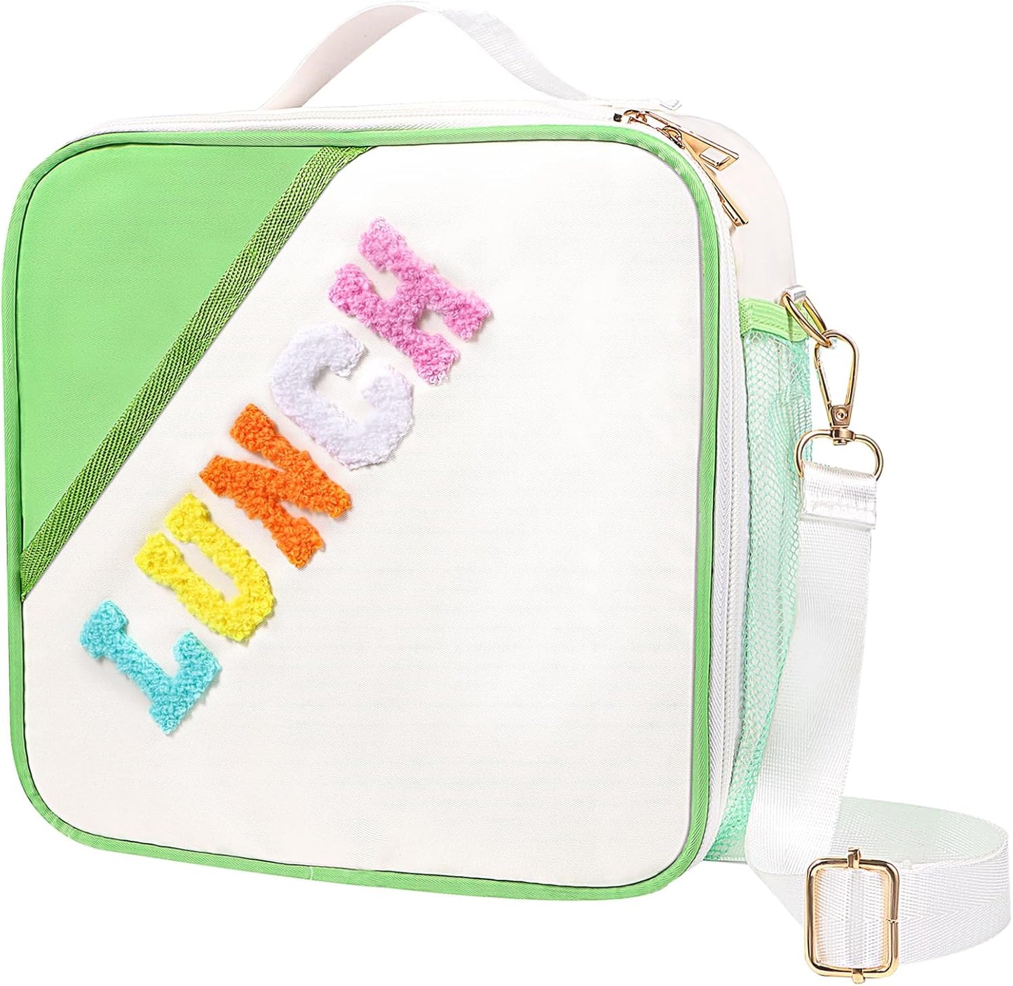 Nsrzua Lunch Bag Kids-Kids Insulated Lunch Bag with Adjustable Strap - Reusable Leakproof Lunch Box for Girls, Preppy School Lunch Tote for Travel, Picnic,School & Winter Camp