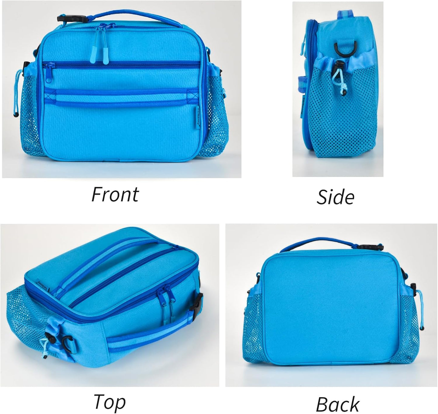 Cerbonny Kids Lunch Box, Insulated Lunch Bag for Girls and Boys, Durable Polyester with PEVA Lining, Adjustable Shoulder Strap, 10.8"L x 4"W x 8.8"H, 5 Pockets