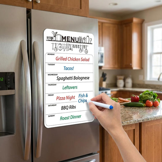 Magnetic Weekly Planner for Fridge 16.5x11.7 Inch Dry Erase Meal Planner Board Reusable Menu Board for Kitchen Office Notes or Daily Reminders