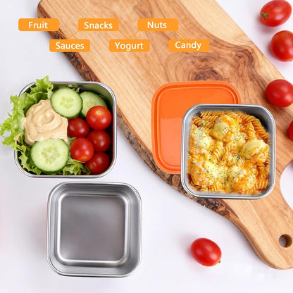3 Pack Stainless Steel Reusable Snack Containers with Lids - 8.45 oz Small Metal Snack & Lunch Food Boxes, Shatterproof Leakproof Freezer Safe Meal Prep Containers for Portioning Snacks, Dips