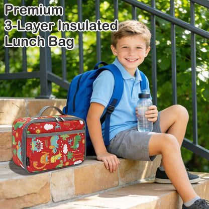 FlowFly Kids Lunch box Insulated Soft Bag Mini Cooler Back to School Thermal Meal Tote Kit for Girls, Boys, Astronaut - Colors A
