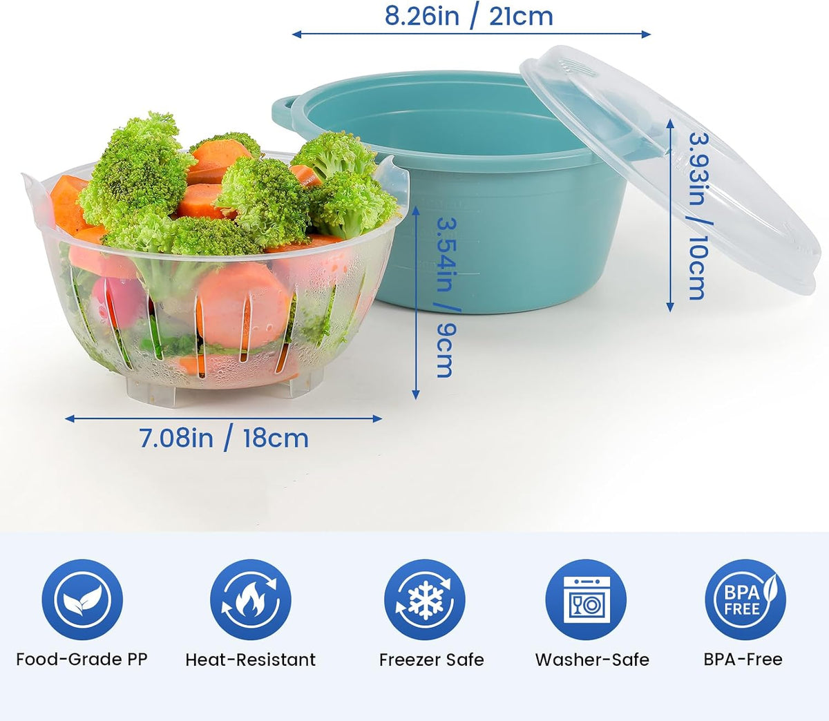 Microwave Vegetable Steamer for Cooking, 2.64 Quart