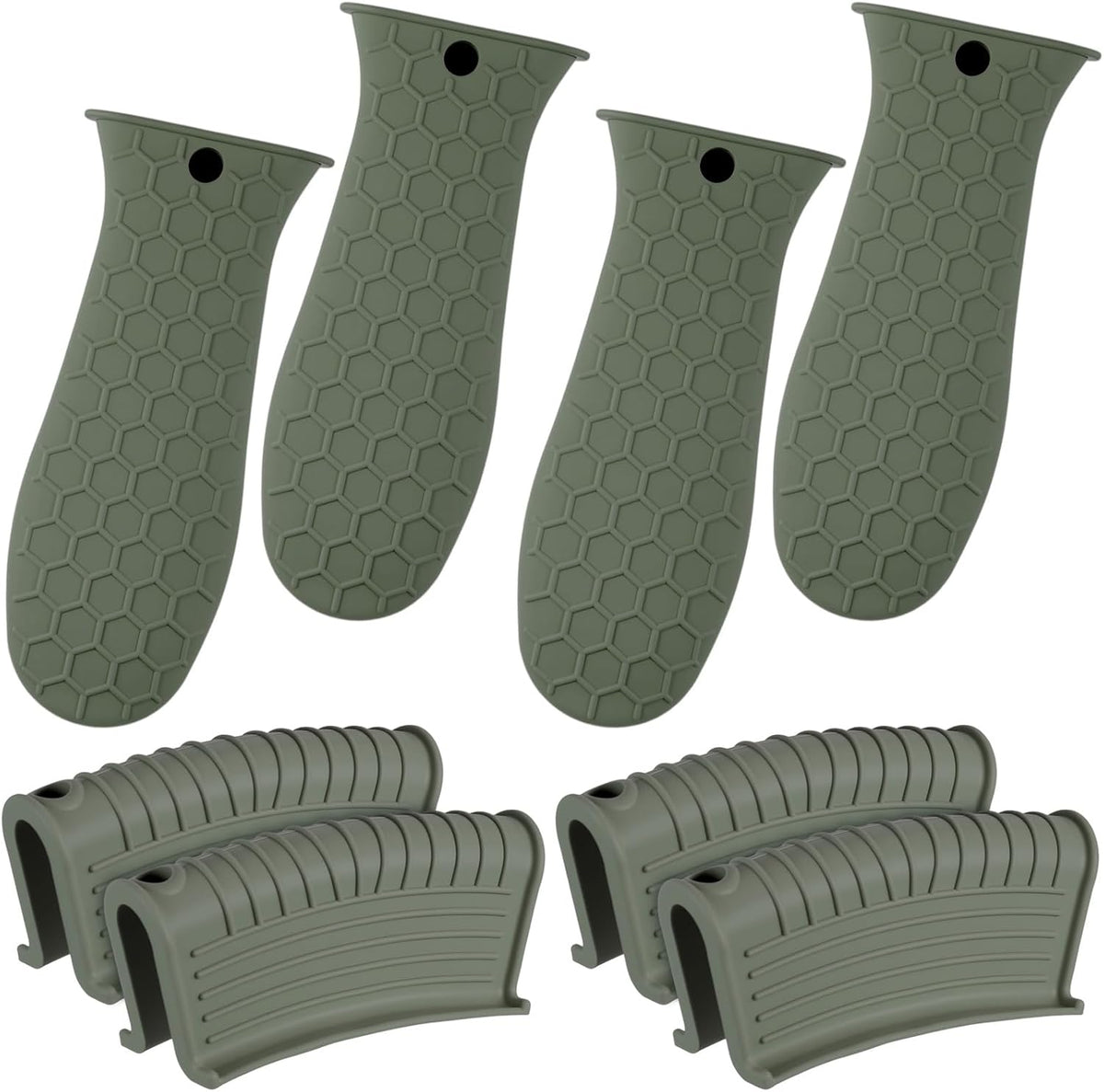 Patelai 8Pcs Silicone Cast Iron Handle Cover,Black