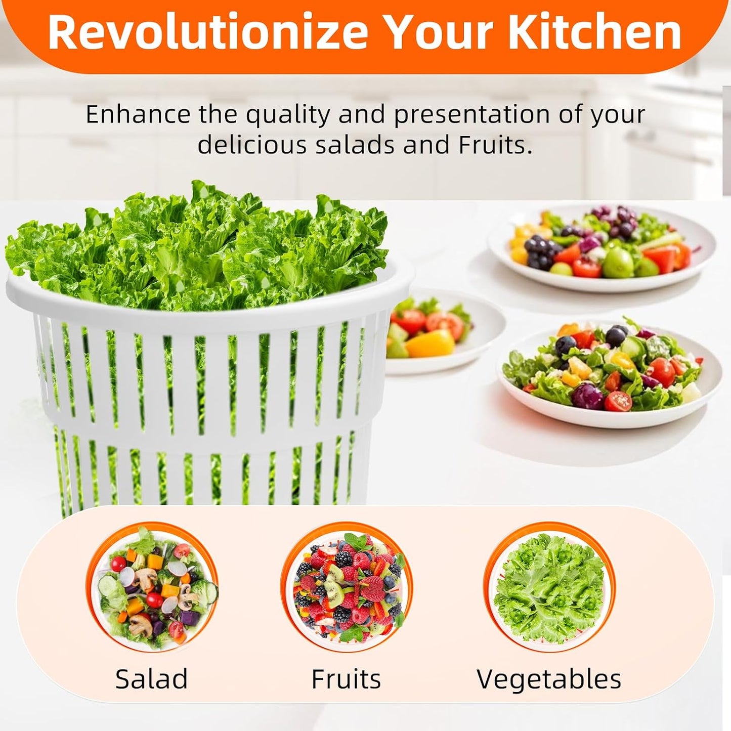 YBSVO 5-Gallon Commercial Salad Spinner Dryer– Holds 5-6 Heads | Heavy Duty Large Lettuce Dryer & Vegetable Washer – Manual Food Prep Spinner for Restaurants & Catering