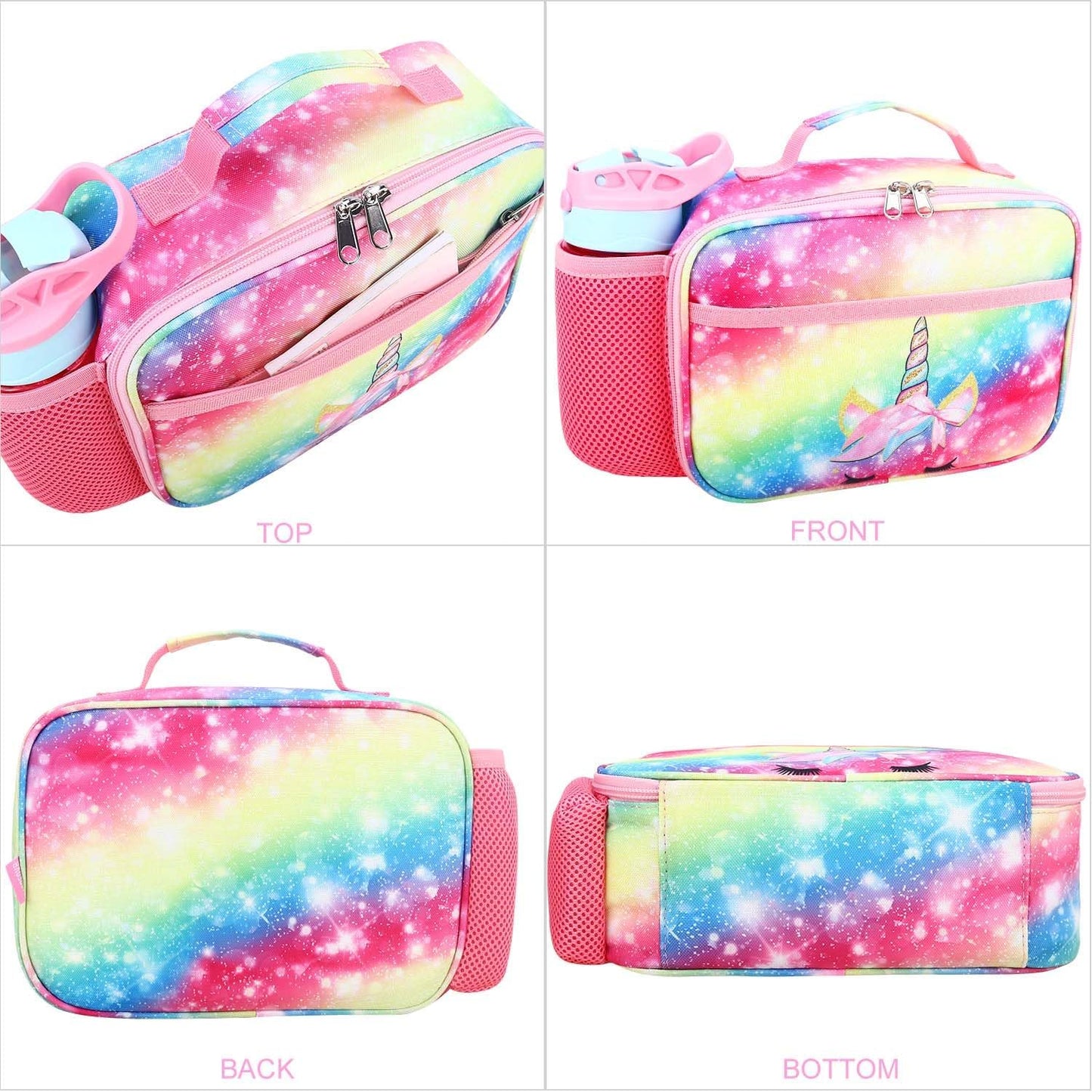 RHCPFOVR Kids Lunch Bag - Insulated Lunch Box for Boys Girls,Washable Lunch Bag and Reusable Toddler Leak-proof Lunchbox for School and Daycare - Colors A