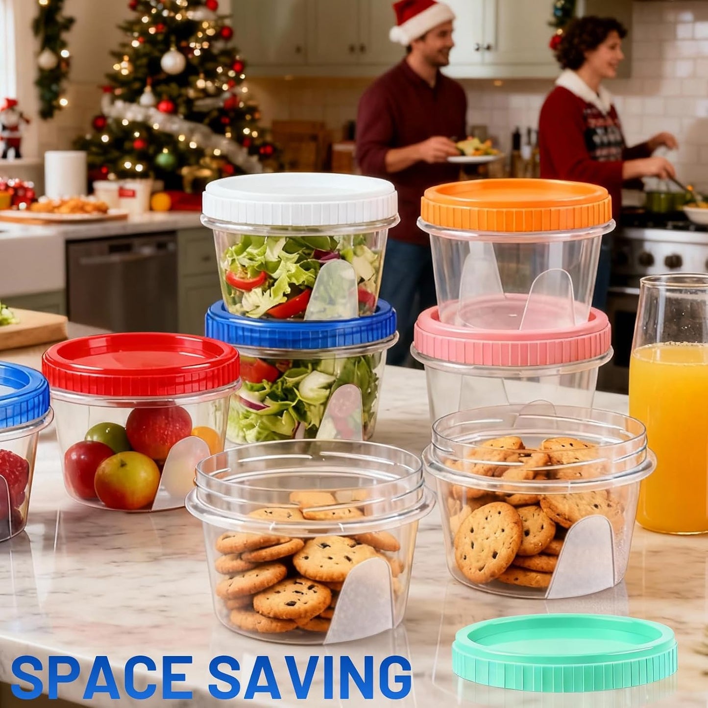 12 Pack Freezer Containers with Screw On Lids, 10oz Stackable Reusable Food Storage Container, Airtight Plastic Storage Containers with Twist Top Lids for Food Sauce Jello Soup